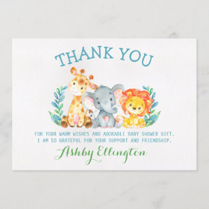 Safari Animals Flat Thank You Card