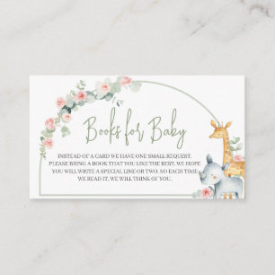Safari Animals Floral Baby Shower Books for Baby Enclosure Card