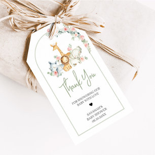 Safari Animals Floral Baby Shower Favor Tags