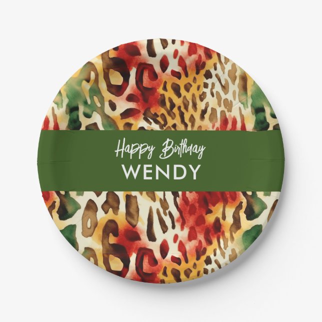 Safari Animals' Fur Print Patterns Colourful Paper Plate (Front)