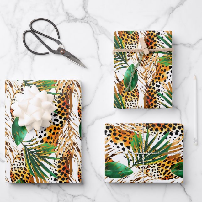 Safari Animals' Fur Print Patterns Wildlife Jungle Wrapping Paper Sheet (Front)