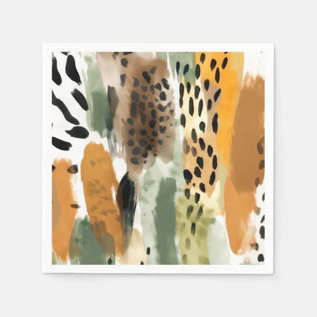 Safari Animals Fur Prints Abstract Modern Boho Napkin (Front)