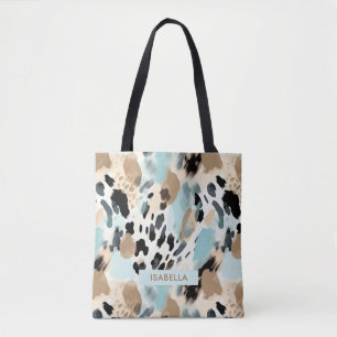 Safari Animals' Fur Prints Patterns Blue & Brown Tote Bag