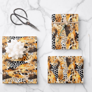 Safari Animals' Fur Prints Patterns Exotic Modern Wrapping Paper Sheet