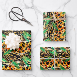Safari Animals' Fur Prints Patterns Gorgeous Wild Wrapping Paper Sheet