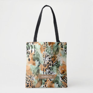 Safari Animals' Fur Prints Patterns Green & Brown Tote Bag