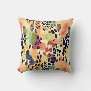 Safari Animals' Fur Prints Patterns Retro Colorful Cushion