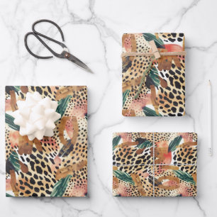 Safari Animals Fur Prints Patterns Savannah Boho Wrapping Paper Sheet