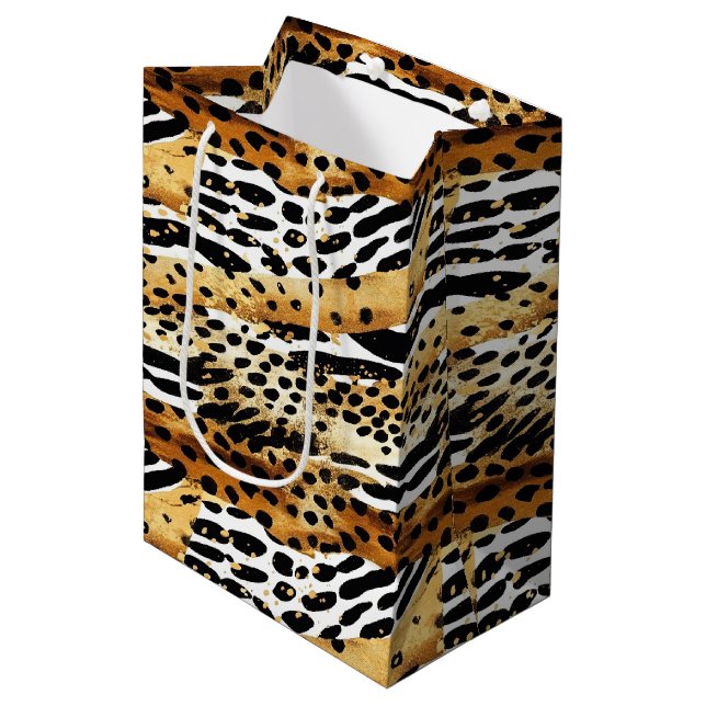 Safari Animals Fur Prints Patterns Wildlife Boho Medium Gift Bag (Front Angled)