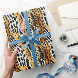 Safari Animals Fur Prints Patterns Wildlife Boho Wrapping Paper