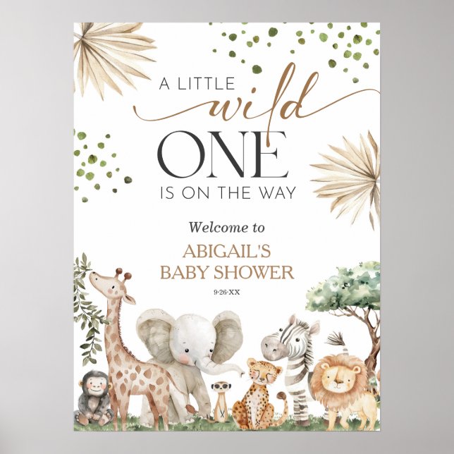 Safari Animals Gender Neutral Baby Shower Welcome  Poster (Front)