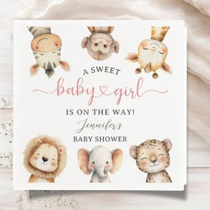 Safari Animals Girl Baby Shower Tropical Jungle Napkin