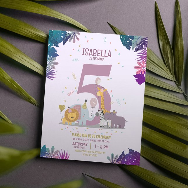 Safari Animals Girls Budget Birthday Invitation (Creator Uploaded)