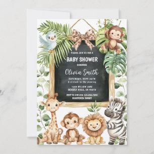  Safari Animals Greenery Baby Shower Invitation