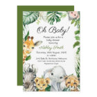 Safari Animals Greenery Baby Shower Invitation
