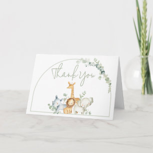 Safari Animals Greenery Baby Shower  Thank You Card