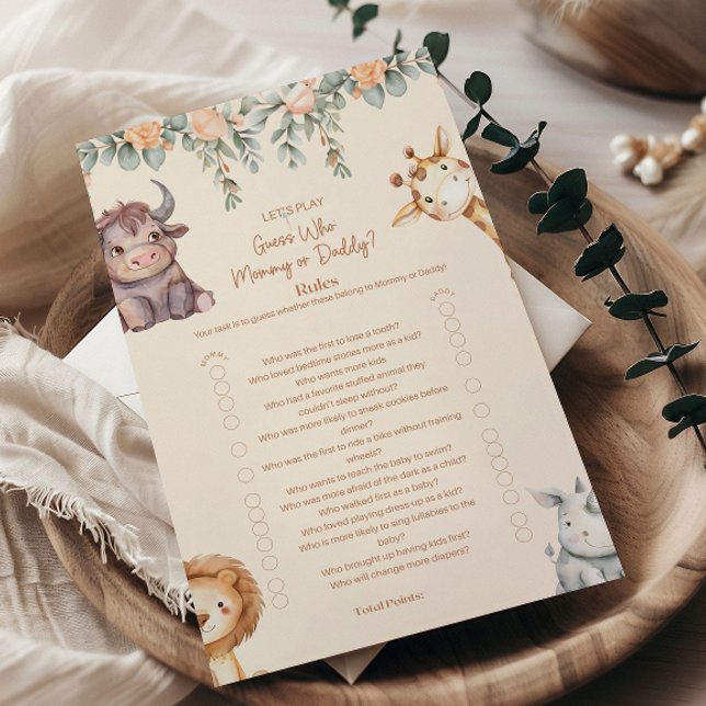 Safari Animals Guess Who Baby Shower (Creator Uploaded)