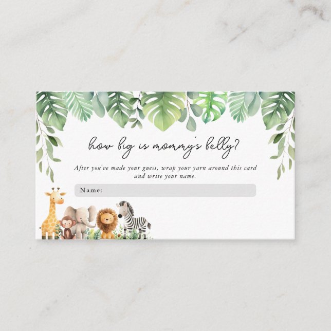 Safari Animals How Big is Mummy's Belly Card (Front)