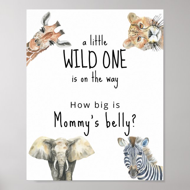 Safari animals - How big is Mummy's belly Poster (Front)