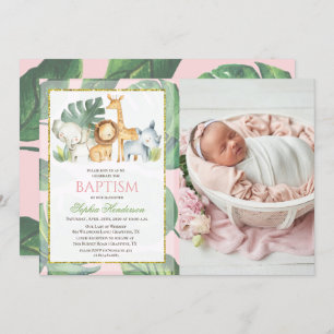 Safari Animals Jungle Animals Baptism Invitation