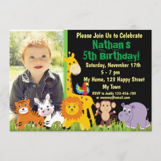 Safari animals Jungle animals birthday invitation