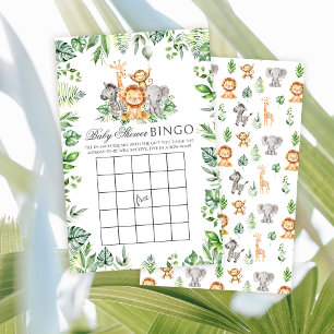 Safari Animals Jungle baby boy shower bingo game
