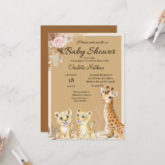 Safari Animals Jungle Baby Shower Invitation