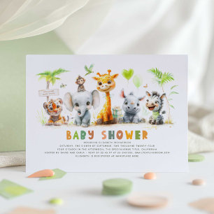 Safari Animals Jungle Baby Shower Invitation