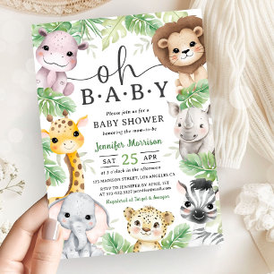 Safari Animals Jungle Baby Shower Oh Baby Invitation