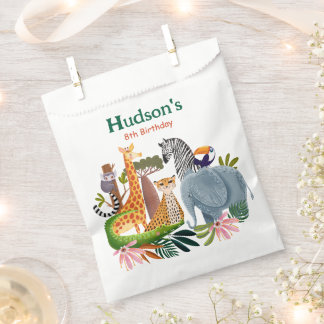 Safari animals jungle birthday watercolor boy favour bags