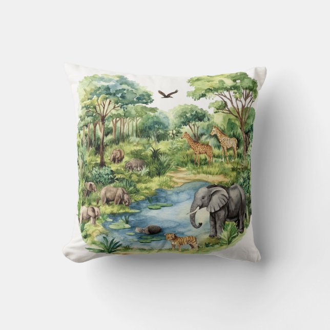 Safari Animals Jungle Cushion (Front)