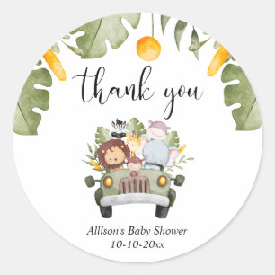 Safari animals jungle theme wild one classic round sticker