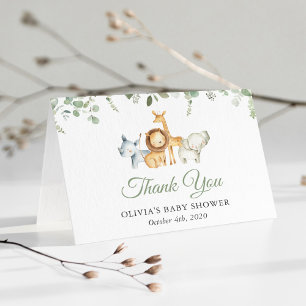 Safari Animals, Jungle, Wild Animals, Baby Shower Thank You Card