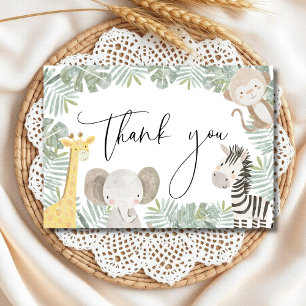 Safari Animals Jungle Wild One Baby Shower Thank You Card