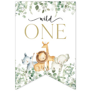 Safari Animals, Jungle, Wild One, First Birthday Bunting