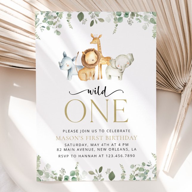 Safari Animals, Jungle, Wild One, First Birthday Invitation (Creator Uploaded)
