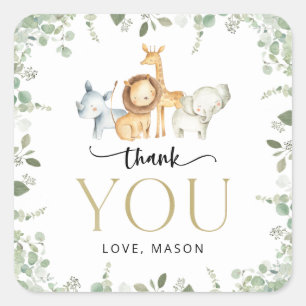 Safari Animals, Jungle, Wild One, First Birthday Square Sticker