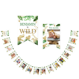 Safari Animals Jungle Wild One Happy Birthday  Bunting