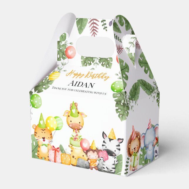 Safari Animals Kids Party Favour Box (Front Side)