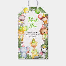 Safari Animals Kids Party Thank You Gift Tag