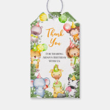 Safari Animals Kids Party Thank You Gift Tag
