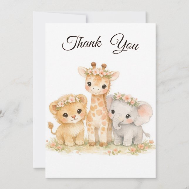 Safari Animals Lion Giraffe Elephant Pink Girl Invitation (Front)