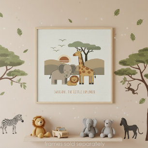 Safari Animals Little Explorer Personalized ID1267 Poster