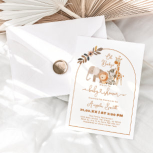 Safari Animals Minimalist Simple Baby Shower Invitation