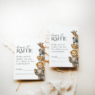 Safari Animals Modern Baby Shower Diaper Enclosure Card