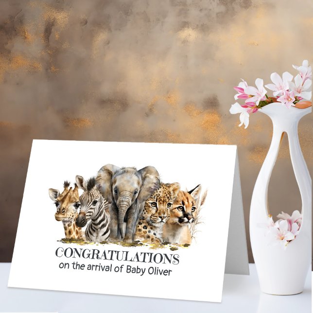 Safari Animals New Baby Congratulations Card (Creator Uploaded)