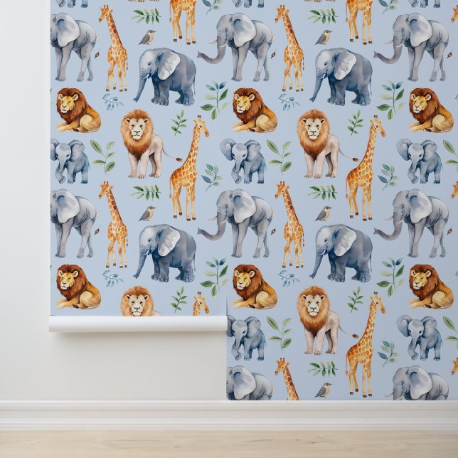 Safari Animals Nursery Child's room Wallpaper (Application)