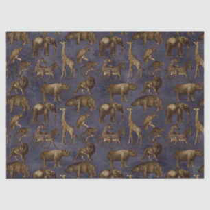 Safari Animals on Dark Purple Decoupage Tissue Paper