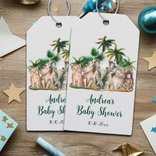 Safari Animals Palm Trees Baby Shower Gift Tags
