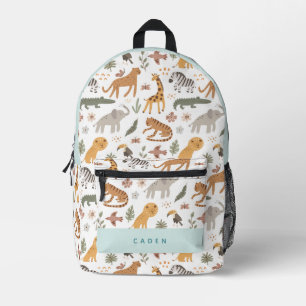 Safari Animals Pattern Blue Boy Printed Backpack